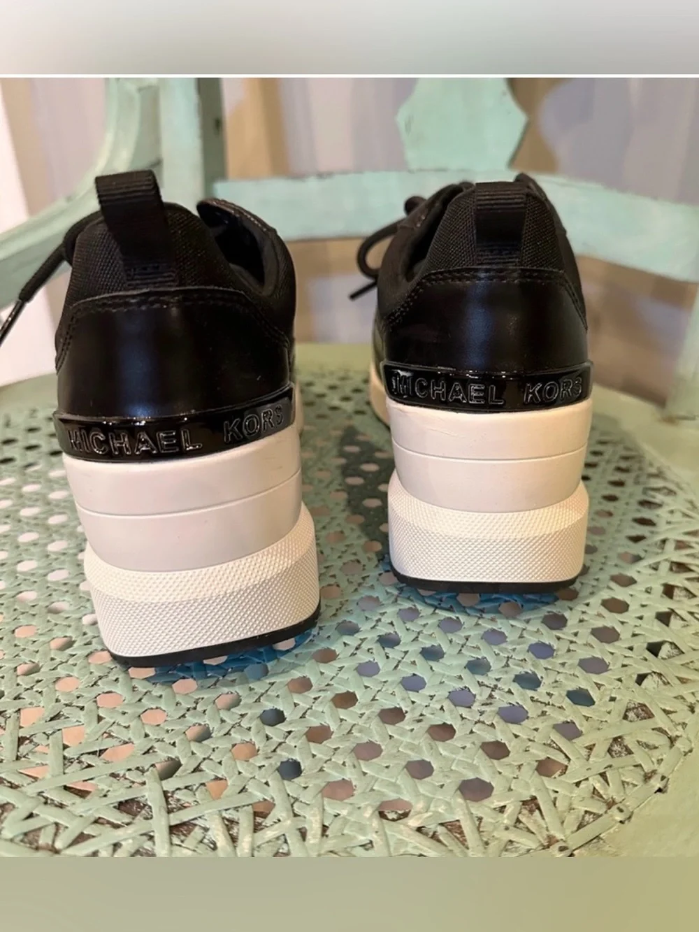 Michael Kors Black and White Platform Sneakers